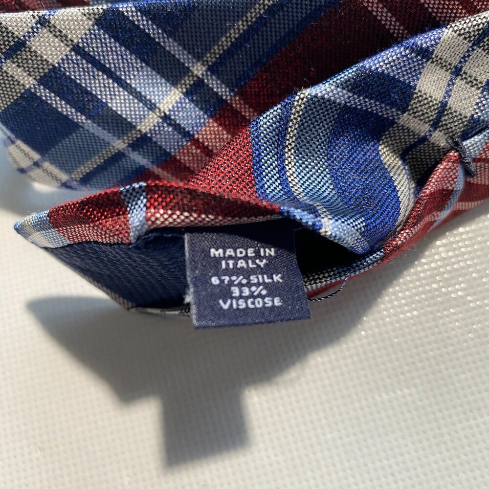 NEW Mens Italy Made Cremieux Neck Tie Silk Viscose Blue Navy Plaid MSRP $60 -A59 - Picture 6 of 7